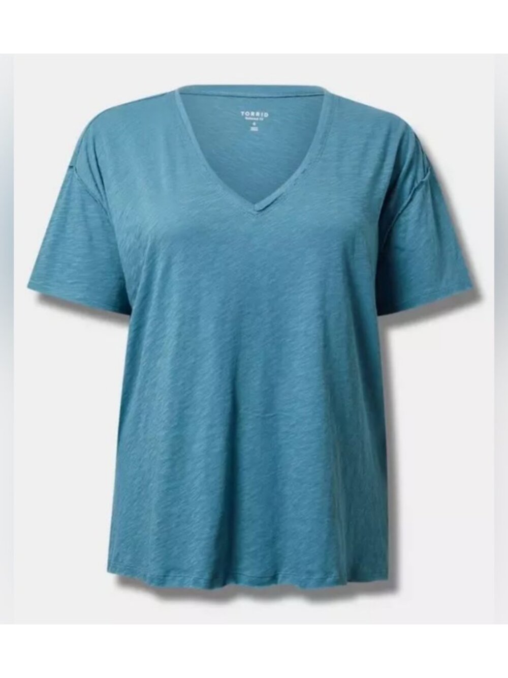 NWT Torrid Oversized Heritage Slub Knit V-Neck Short Sleeve Tee Aegean Blue 2X